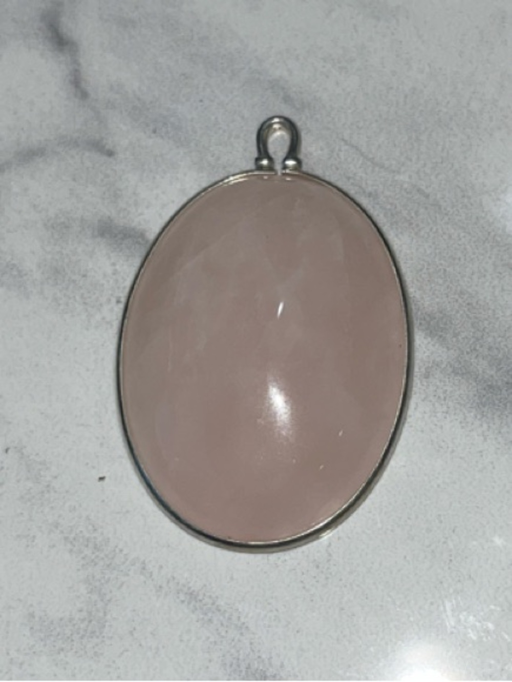Rose Quartz Oval Pendant On Sterling Silver -